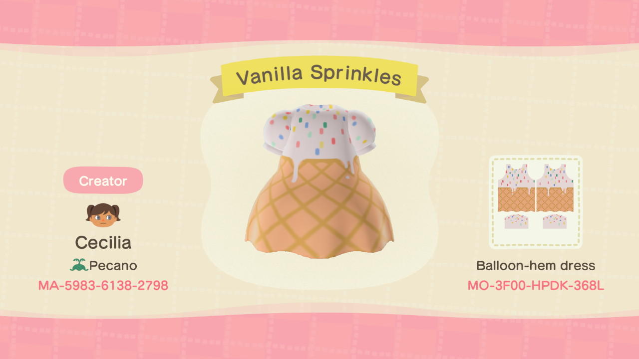 Animal Crossing Design Code: MO-3F00-HPDK-368L Vanilla Sprinkles