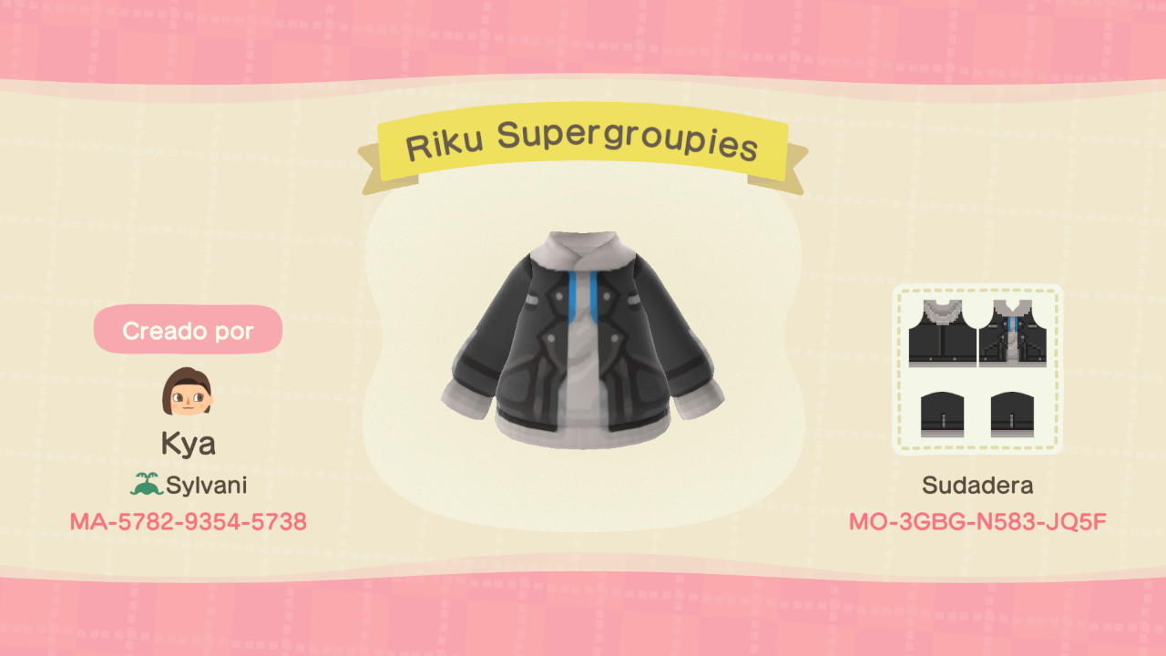 Animal Crossing Design Code: MO-3GBG-N583-JQ5F Riku supergroupies