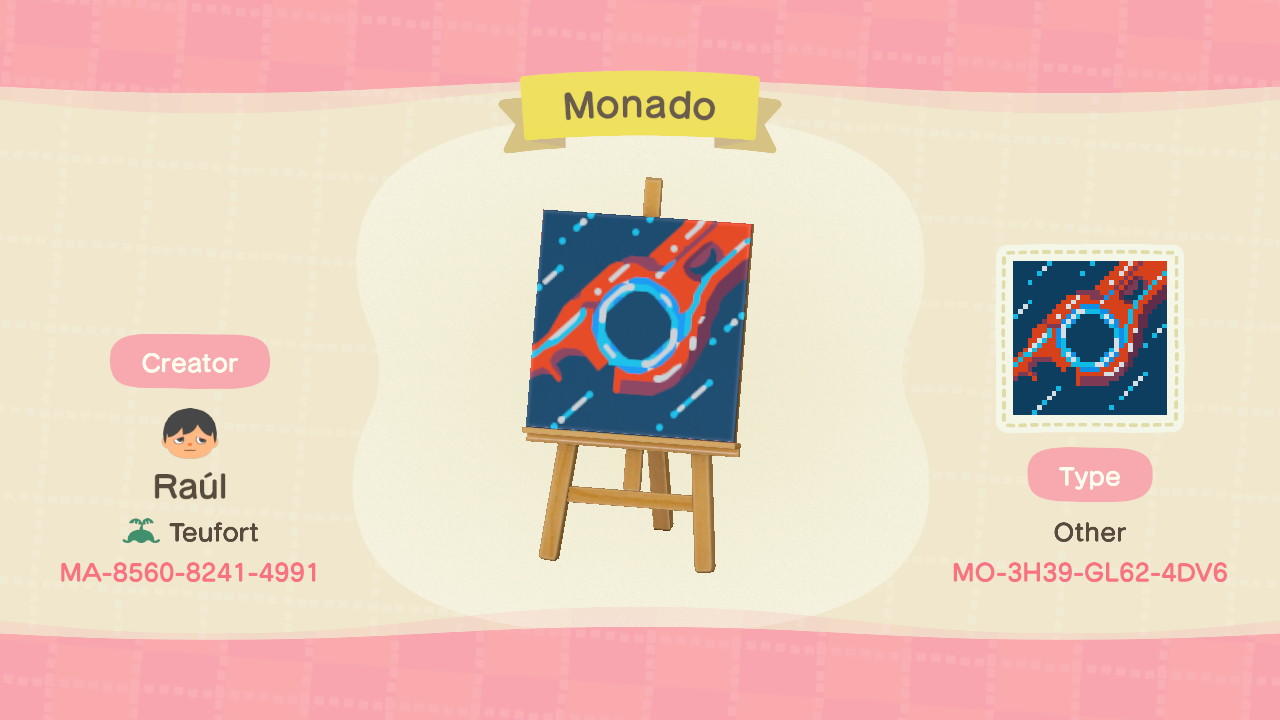 Animal Crossing Design Code: MO-3H39-GL62-4DV6 Monado