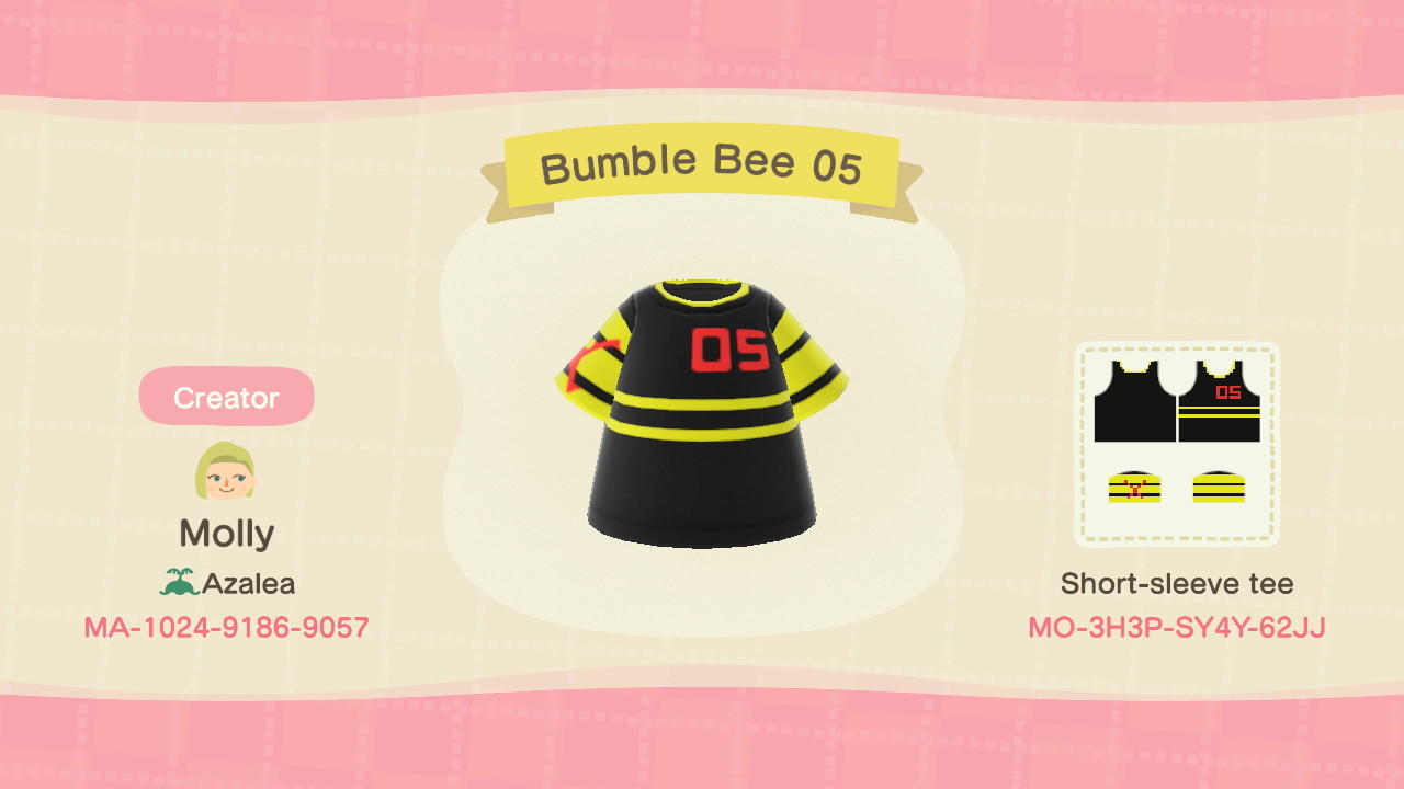 Animal Crossing Design Code: MO-3H3P-SY4Y-62JJ Bumble Bee 05