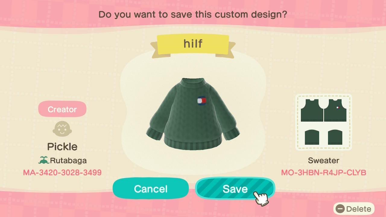 Animal Crossing Design Code: MO-3HBN-R4JP-CLYB hilf