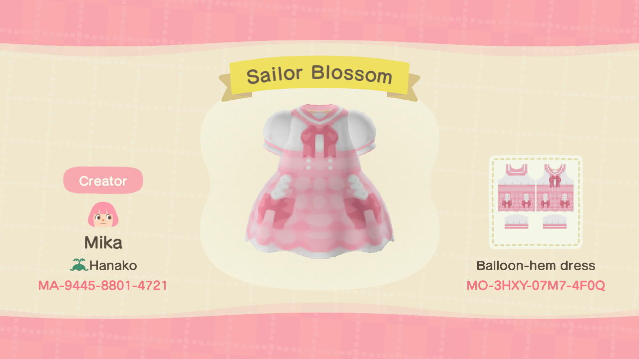 Animal Crossing Design Code: MO-3HXY-07M7-4F0Q Sailor Blossom