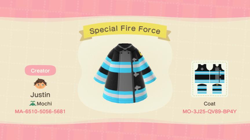Animal Crossing Design Code: MO-3J25-QV89-BP4Y Special Fire Force