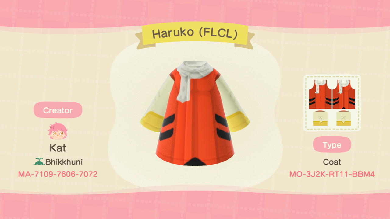 Animal Crossing Design Code: MO-3J2K-RT11-BBM4 Haruko - FLCL
