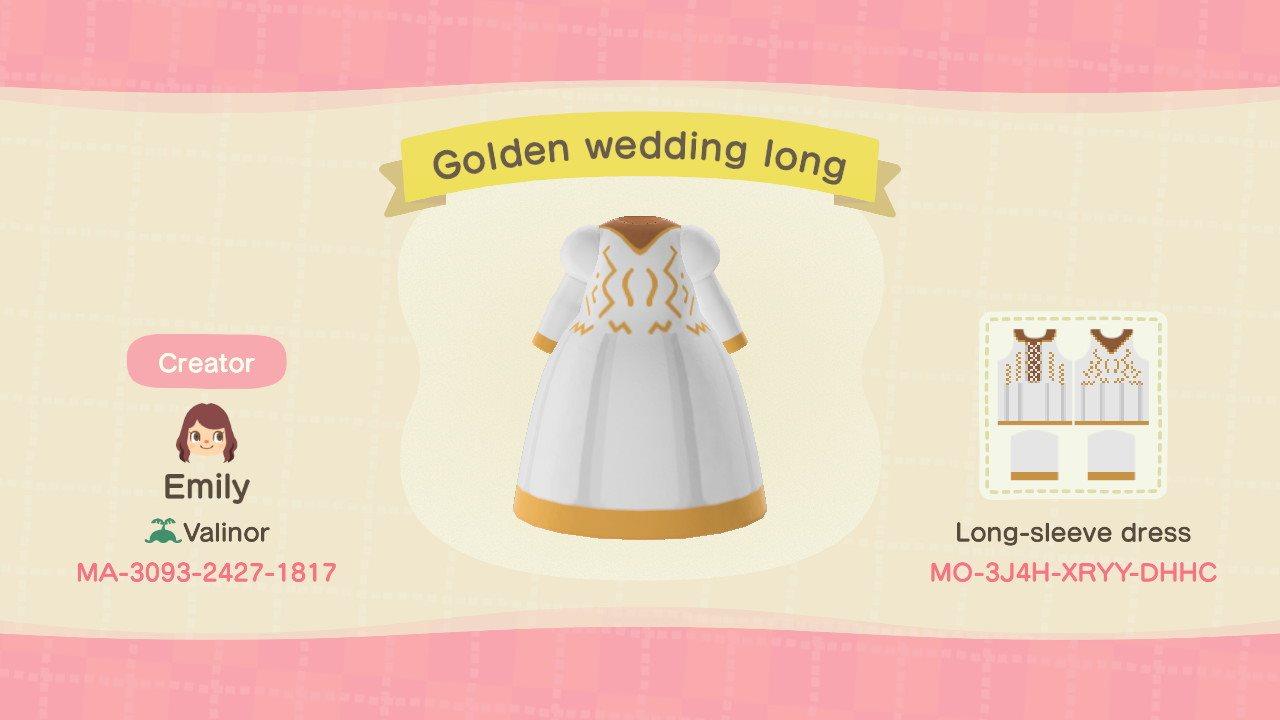 Animal Crossing Design Code: MO-3J4H-XRYY-DHHC Golden wedding long
