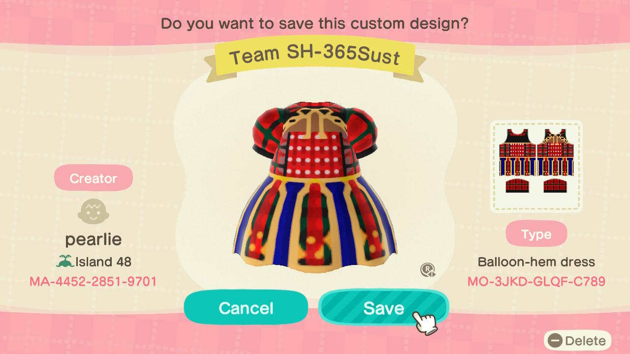 Animal Crossing Design Code: MO-3JKD-GLQF-C789 TEAM SH 2019 8
