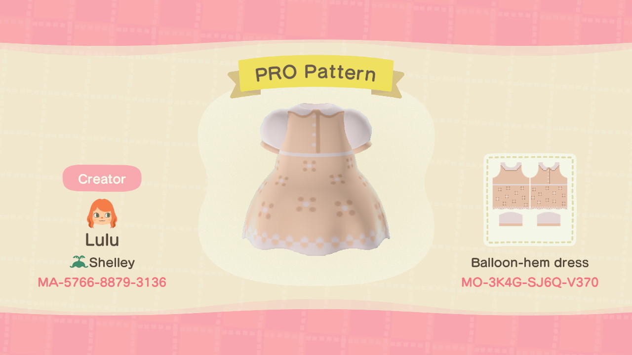 Animal Crossing Design Code: MO-3K4G-SJ6Q-V370 Balloon-hem dress