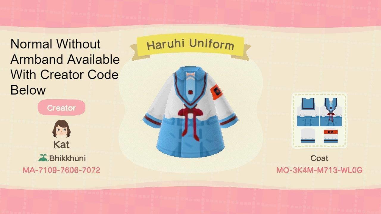 Animal Crossing Design Code: MO-3K4M-M713-WL0G Haruhi Uniform