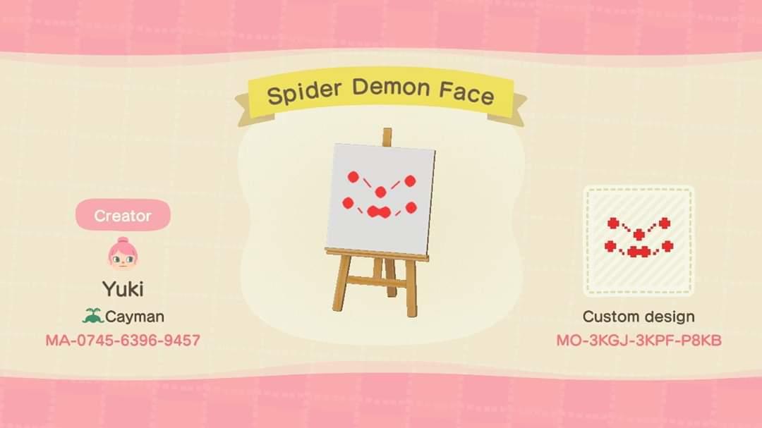 Animal Crossing Design Code: MO-3KGJ-3KPF-P8KB Spider Demon Face