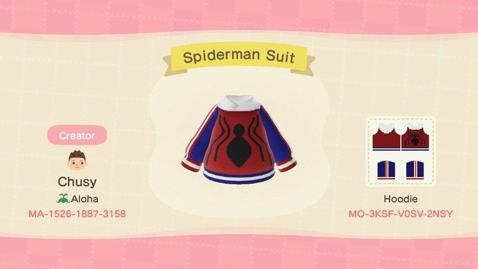 Animal Crossing Design Code: MO-3KSF-V0SV-2NSY Spiderman Suit