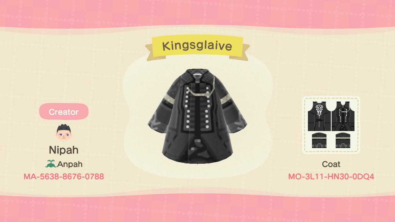 Animal Crossing Design Code: MO-3L11-HN30-0DQ4 Kingsglaive