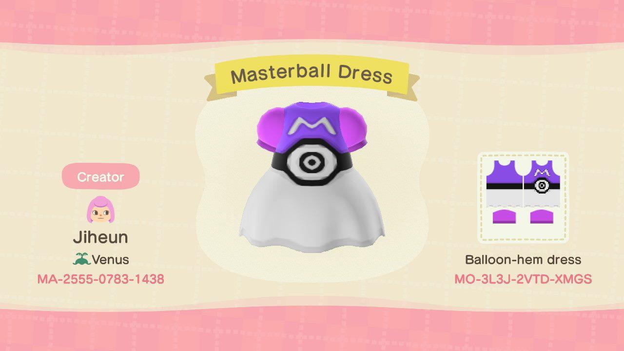 Animal Crossing Design Code: MO-3L3J-2VTD-XMGS Masterball Dress