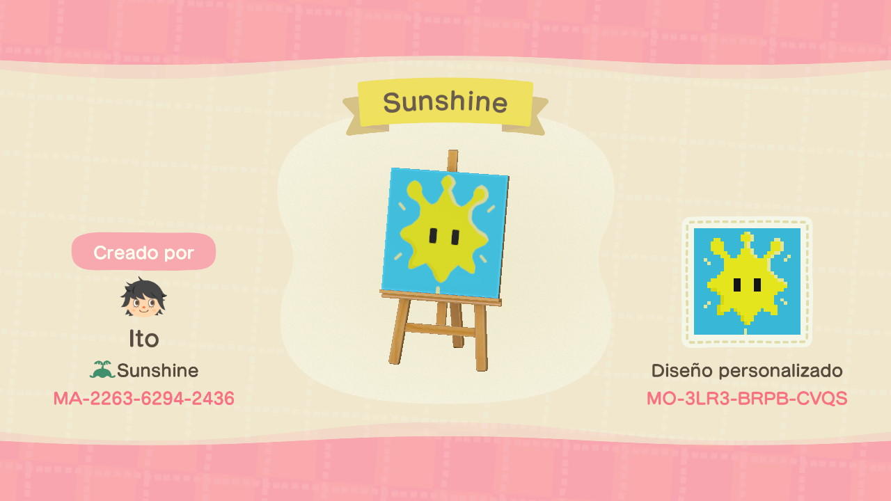 Animal Crossing Design Code: MO-3LR3-BRPB-CVQS Sunshine
