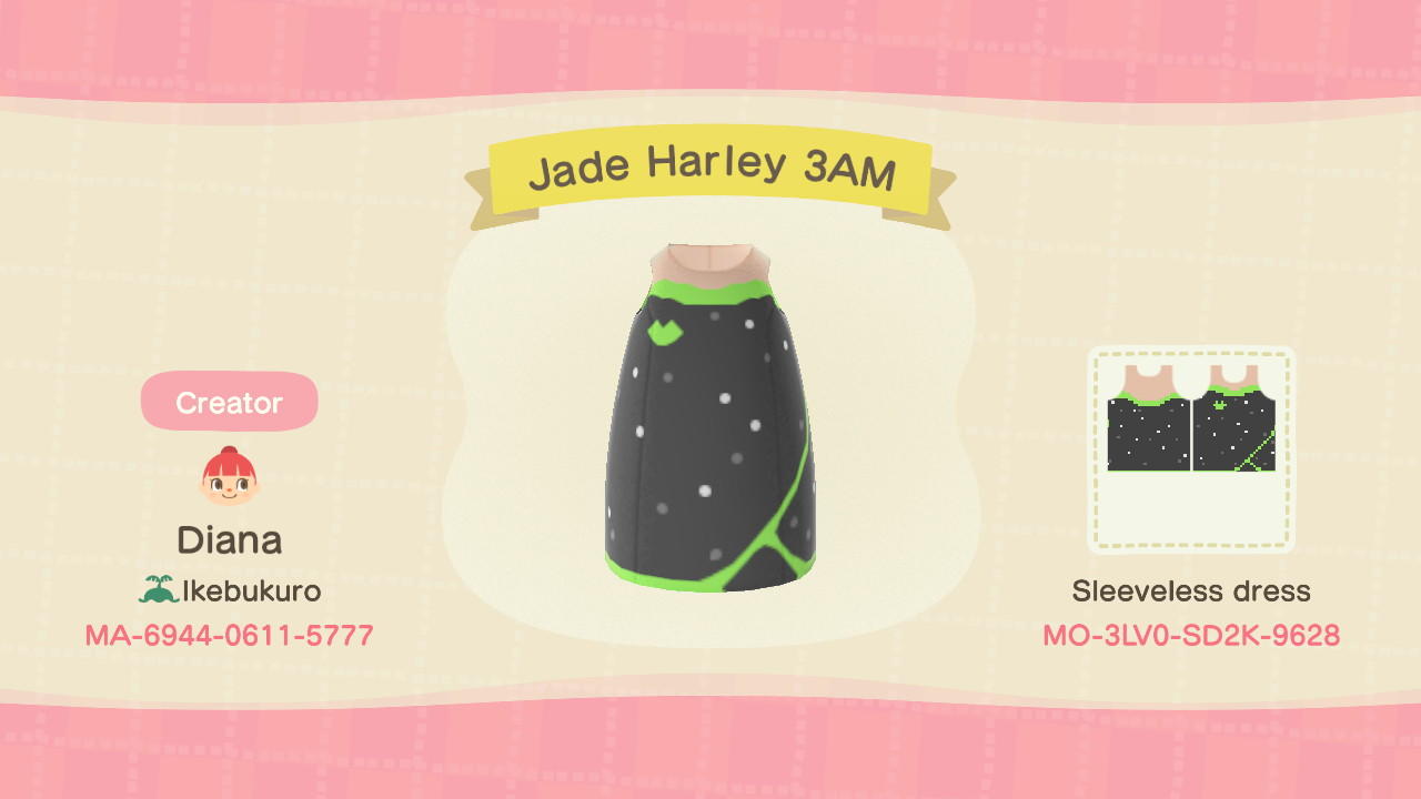 Animal Crossing Design Code: MO-3LV0-SD2K-9628 Jade Harley 3AM