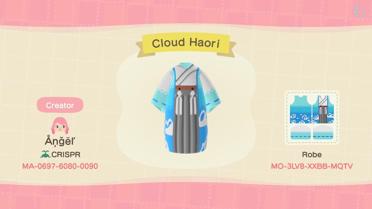 Animal Crossing Design Code: MO-3LV8-XXBB-MQTV Cloud Haori