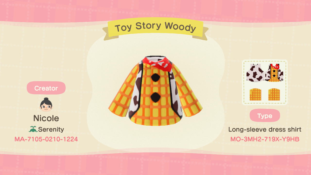 Animal Crossing Design Code: MO-3MH2-719X-Y9HB Toy Story Woody