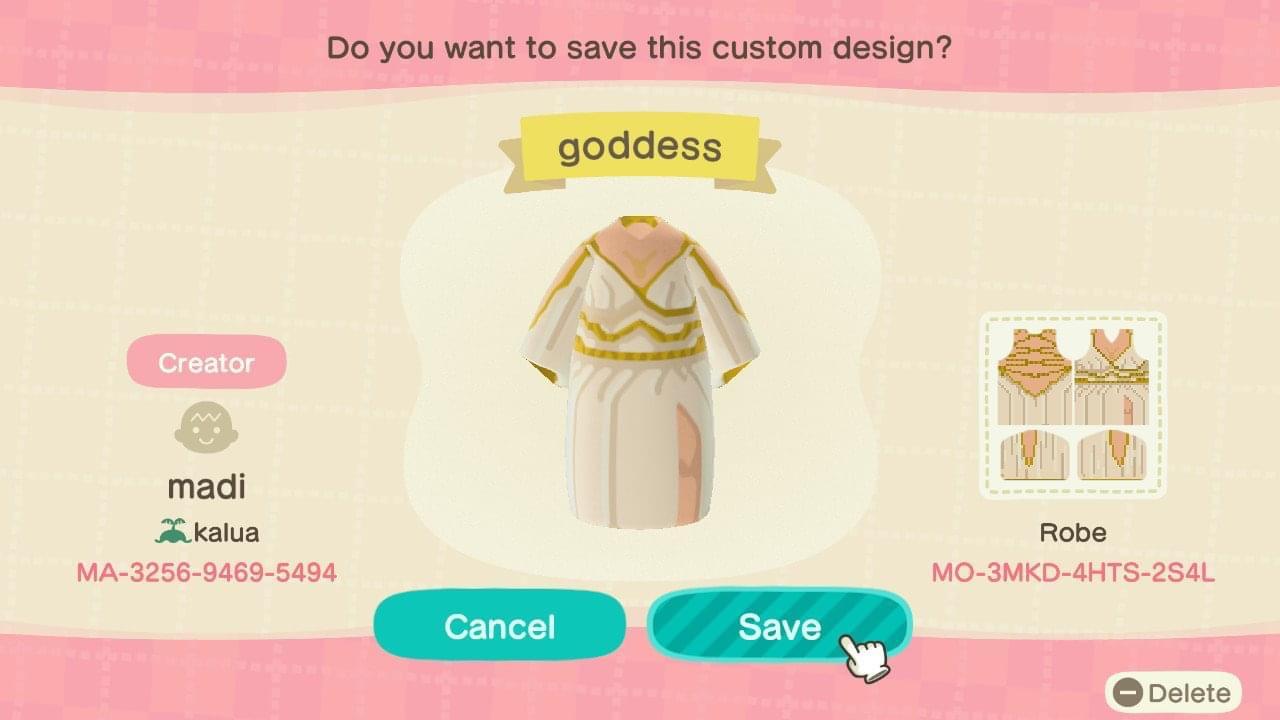 Animal Crossing Design Code: MO-3MKD-4HTS-2S4L Aphrodite