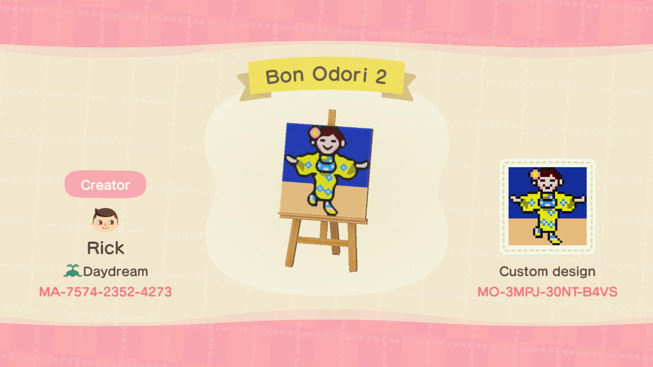 Animal Crossing Design Code: MO-3MPJ-30NT-B4VS Bon Odori 2
