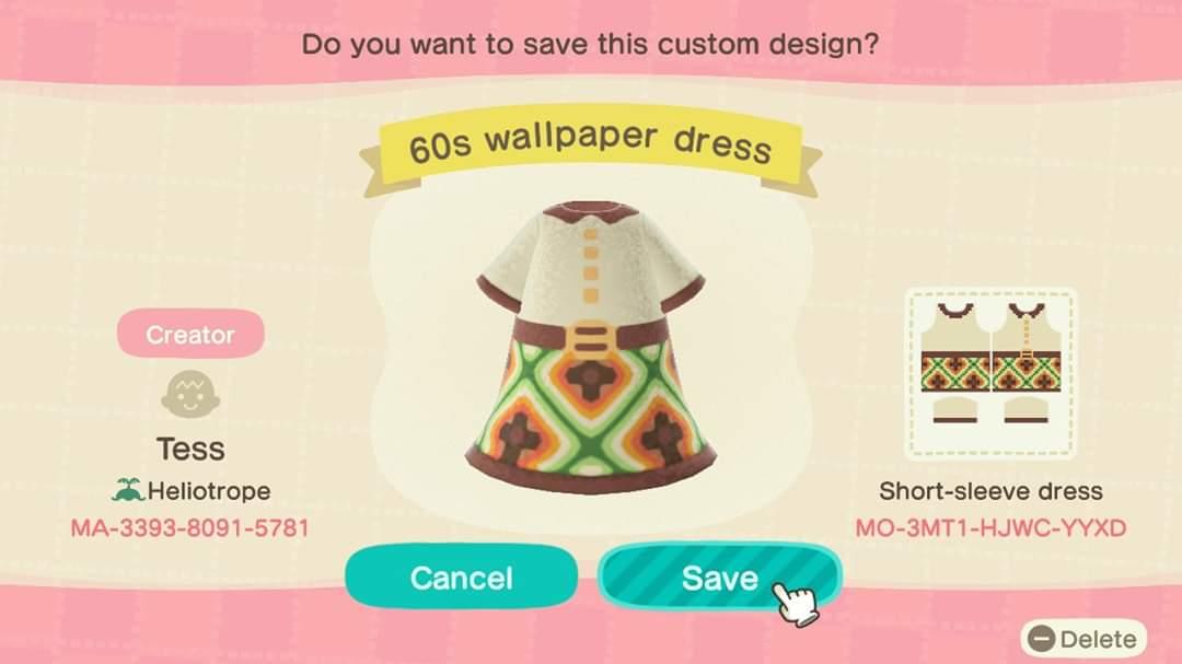 Animal Crossing Design Code: MO-3MT1-HJWC-YYXD Wallpaper Dress