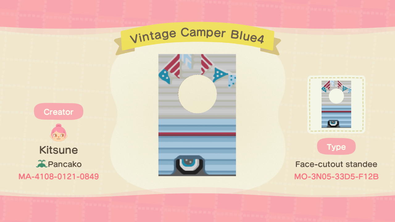 Animal Crossing Design Code: MO-3N05-33D5-F12B Vintage Camper Blue4