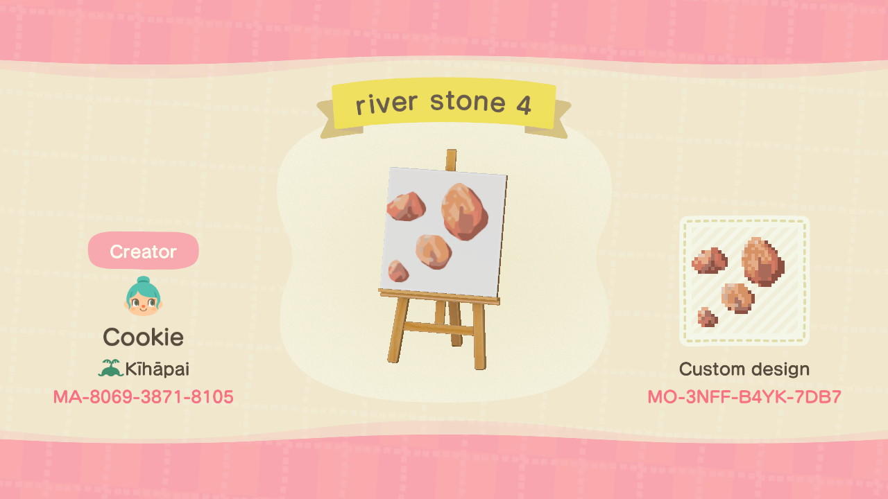 Animal Crossing Design Code: MO-3NFF-B4YK-7DB7 river stone 4