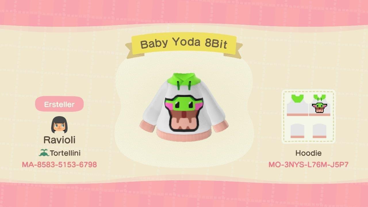 Animal Crossing Design Code: MO-3NYS-L76M-J5P7 Baby Yoda 8Bit