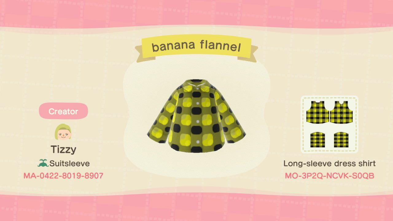 Animal Crossing Design Code: MO-3P2Q-NCVK-S0QB banana flannel