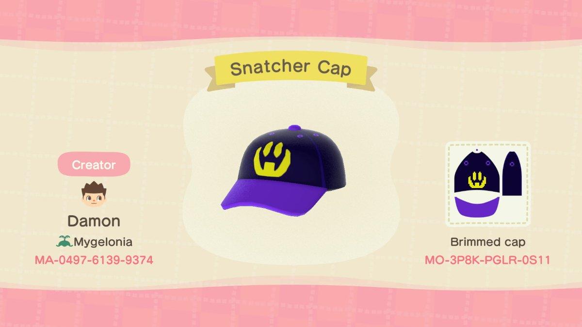 Animal Crossing Design Code: MO-3P8K-PGLR-0S11 Snatcher Cap