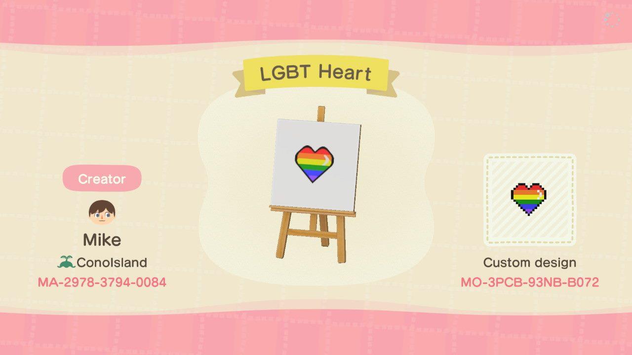 Animal Crossing Design Code: MO-3PCB-93NB-B072 LGBT Heart