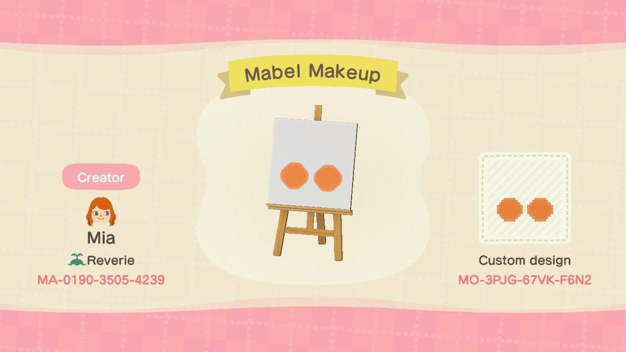 Animal Crossing Design Code: MO-3PJG-67VK-F6N2 Mabel Makeup