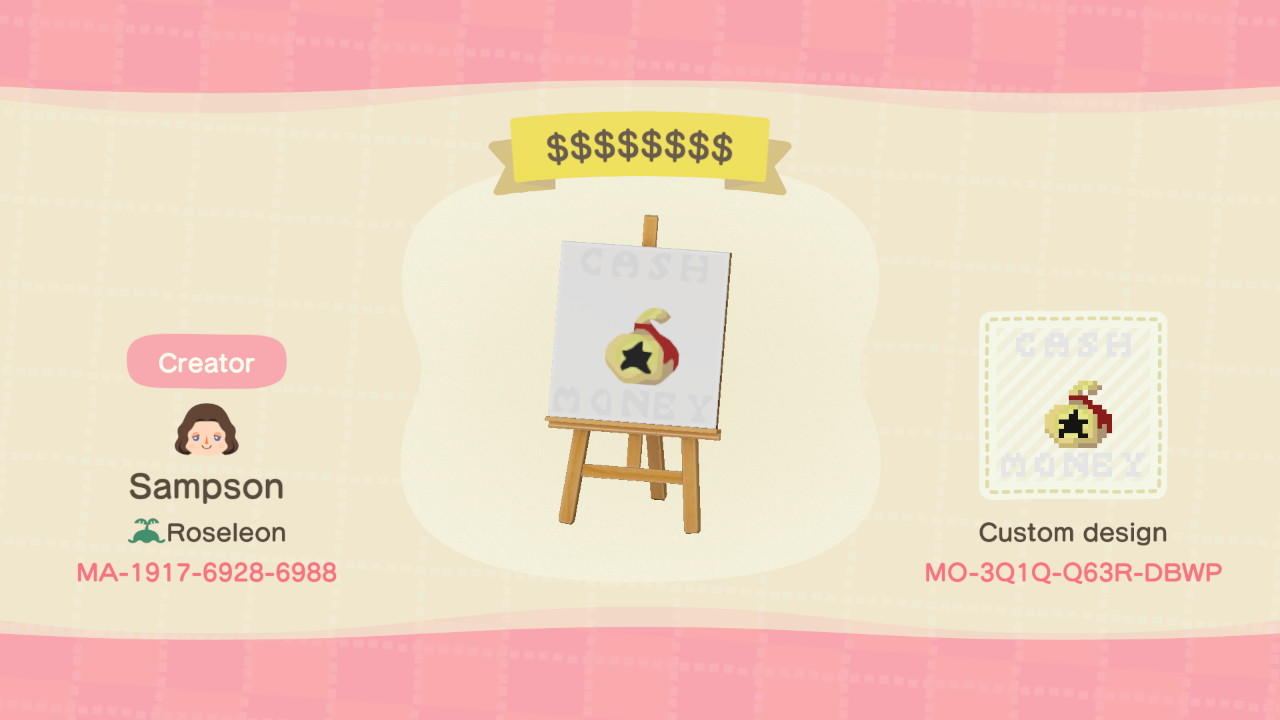 Animal Crossing Design Code: MO-3Q1Q-Q63R-DBWP $$$$$$$$