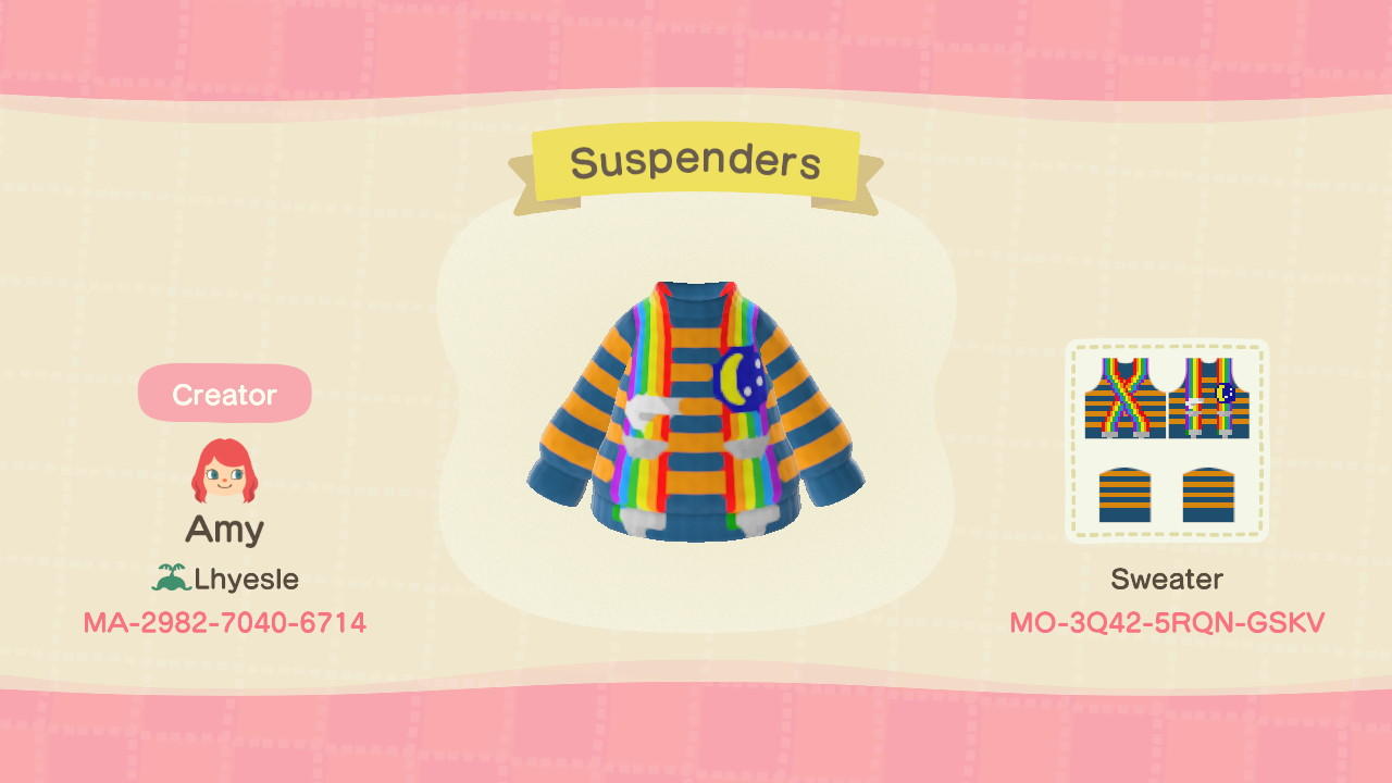 Animal Crossing Design Code: MO-3Q42-5RQN-GSKV Suspenders