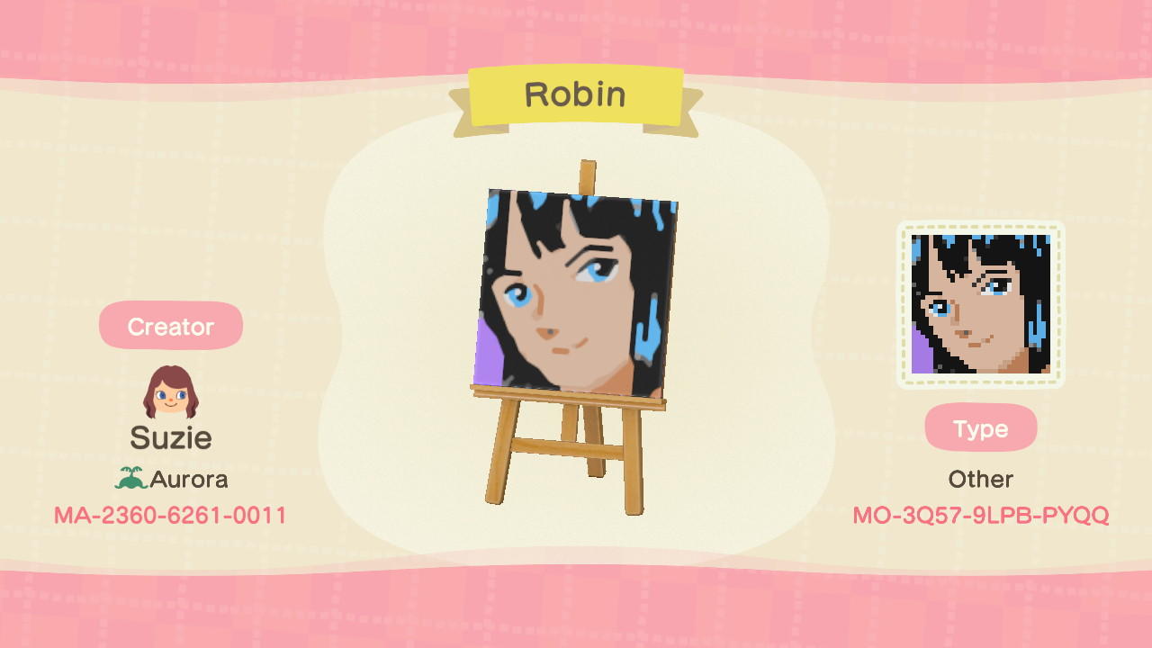 Animal Crossing Design Code: MO-3Q57-9LPB-PYQQ One Piece Robin