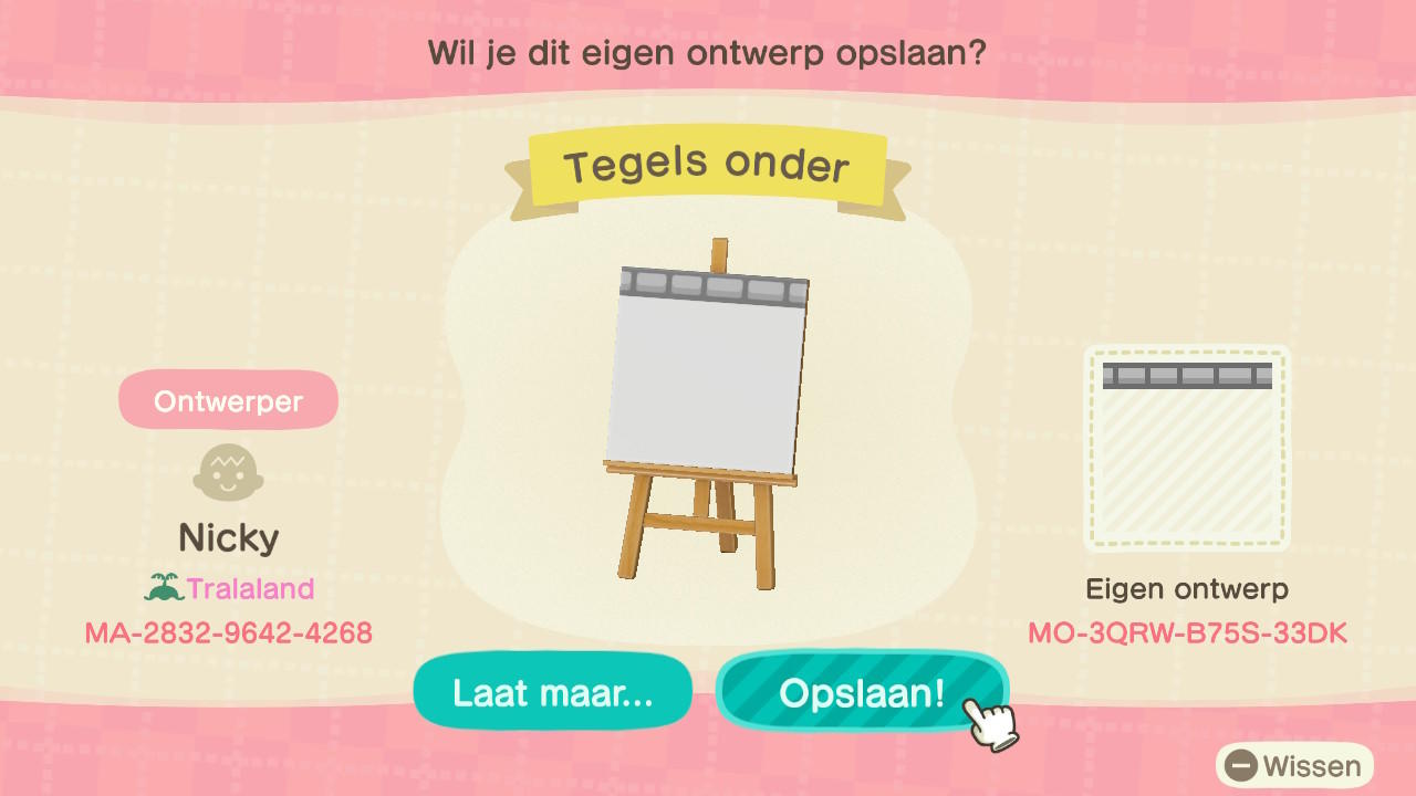 Animal Crossing Design Code: MO-3QRW-B75S-33DK Tiles bottom