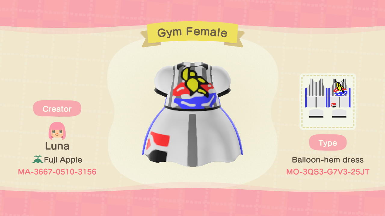 Animal Crossing Design Code: MO-3QS3-G7V3-25JT Gym Female