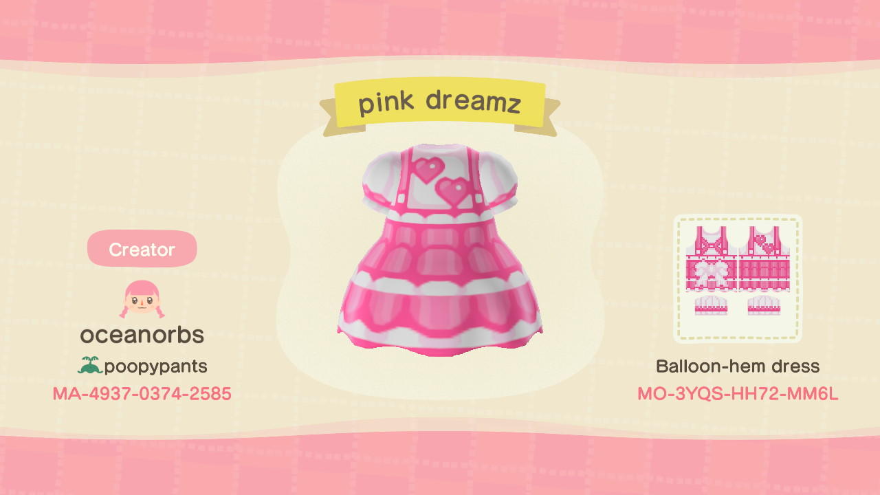 Animal Crossing Design Code: MO-3QYS-HH72-MM6L pink dreamz