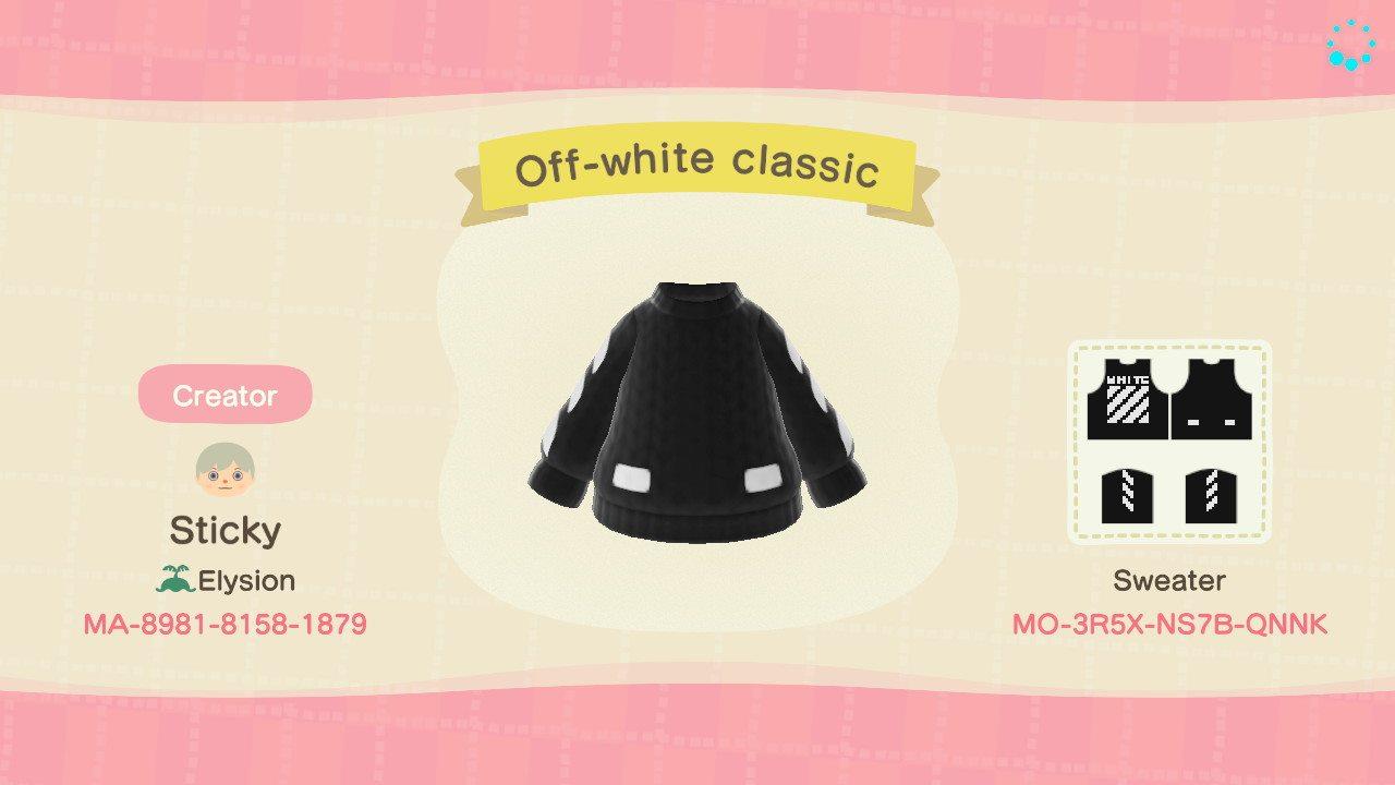 Animal Crossing Design Code: MO-3R5X-NS7B-QNNK Off-white classic