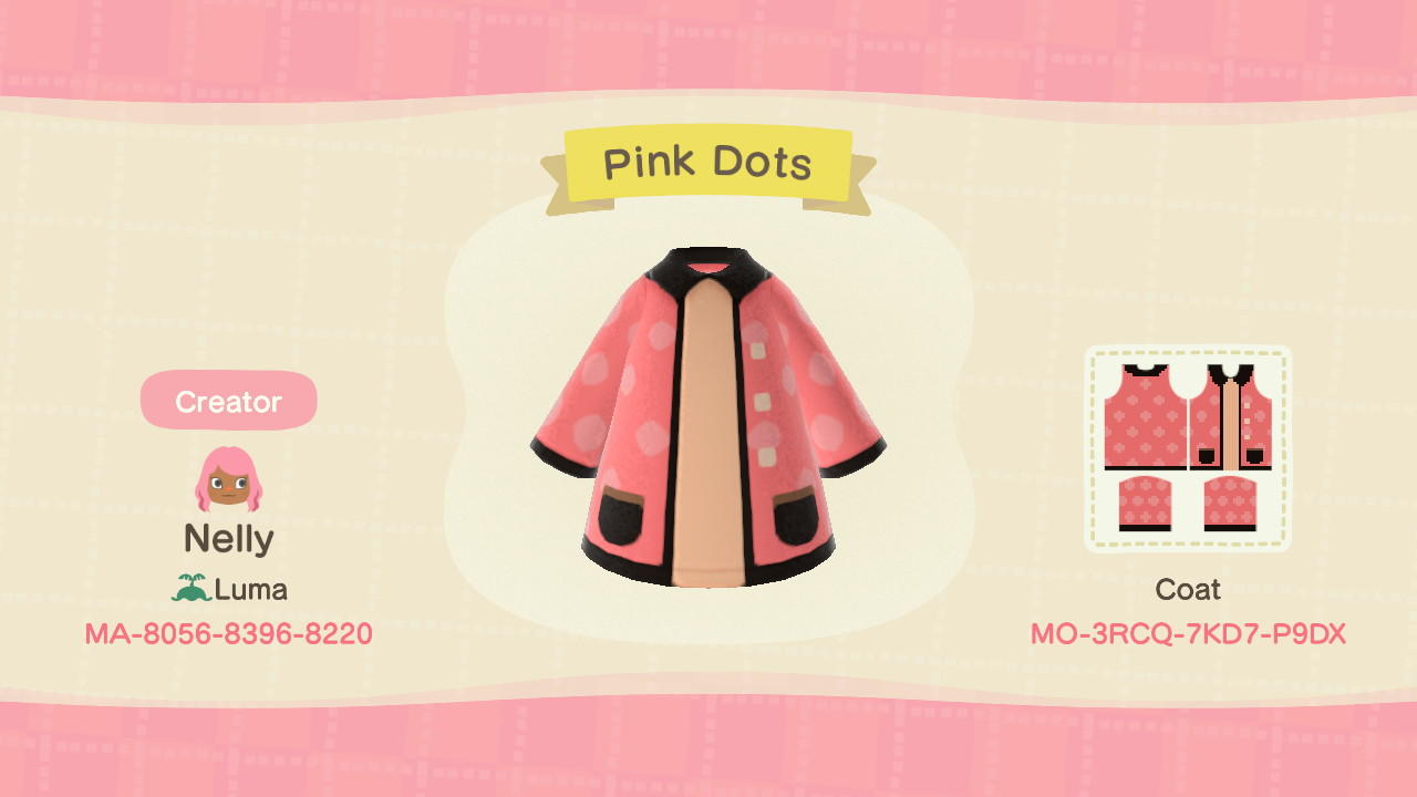 Animal Crossing Design Code: MO-3RCQ-7KD7-P9DX Pink Dots