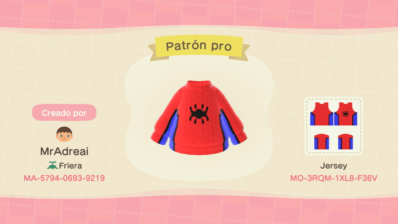 Animal Crossing Design Code: MO-3RQM-1XL8-F36V Spiderman