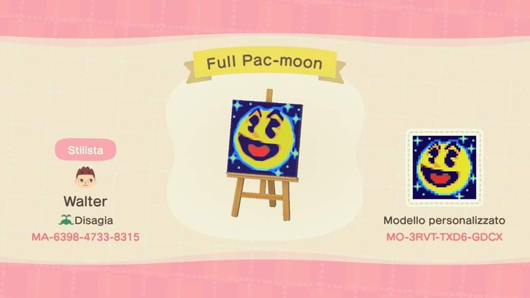 Animal Crossing Design Code: MO-3RVT-TXD6-GDCX Full Pac-moon