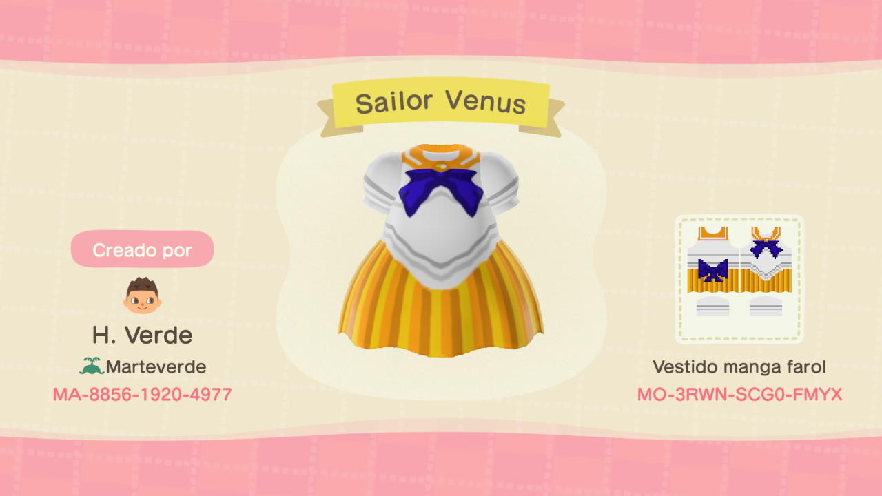 Animal Crossing Design Code: MO-3RWN-SCG0-FMYX Sailor Venus