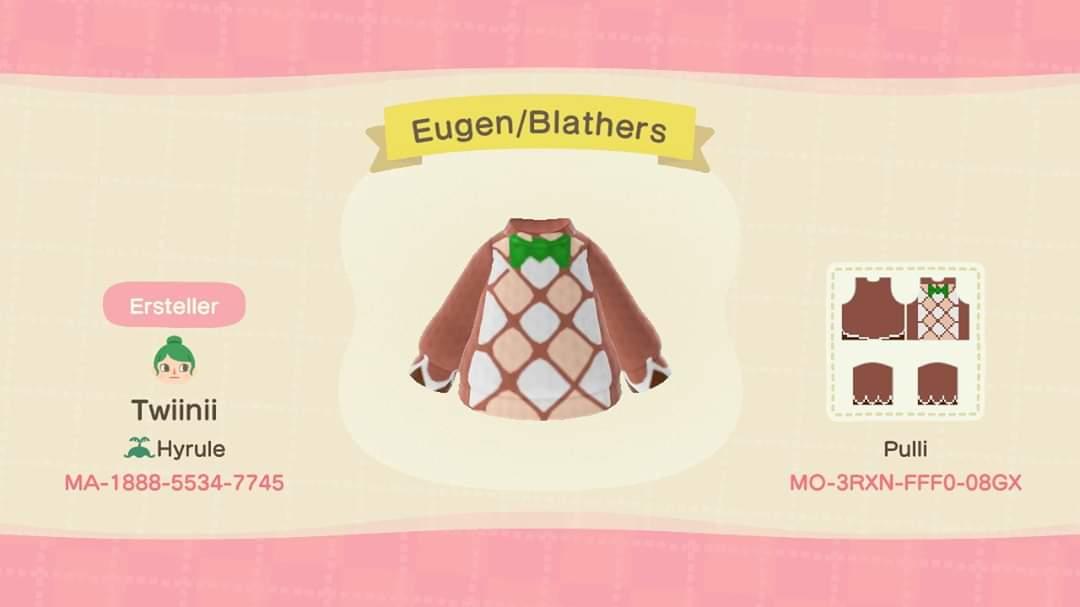 Animal Crossing Design Code: MO-3RXN-FFF0-08GX Eugen/Blathers