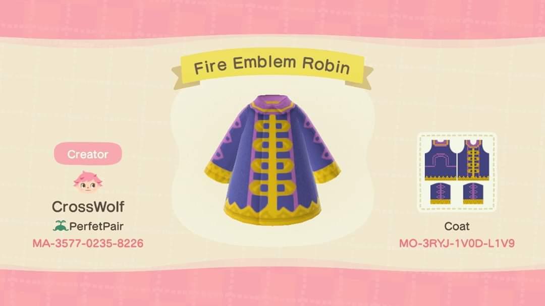 Animal Crossing Design Code: MO-3RYJ-1V0D-L1V9 Fire Emblem Robin