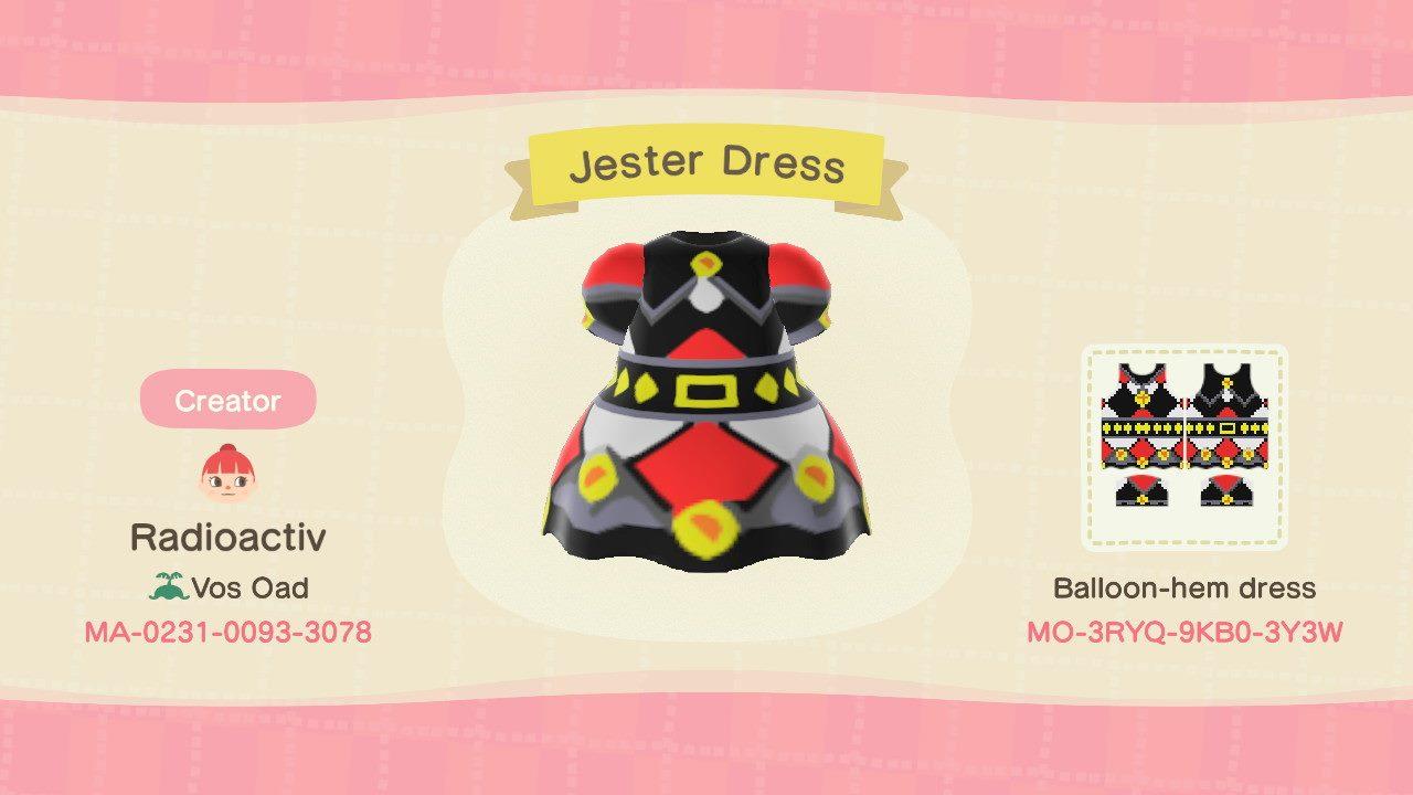 Animal Crossing Design Code: MO-3RYQ-9KB0-3Y3W Jester Dress