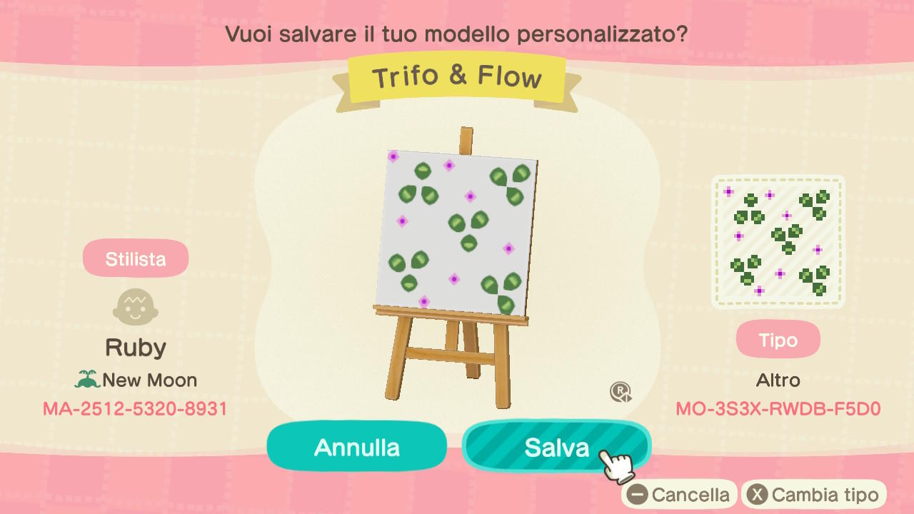 Animal Crossing Design Code: MO-3S3X-RWDB-F5D0 Trifo & Flow