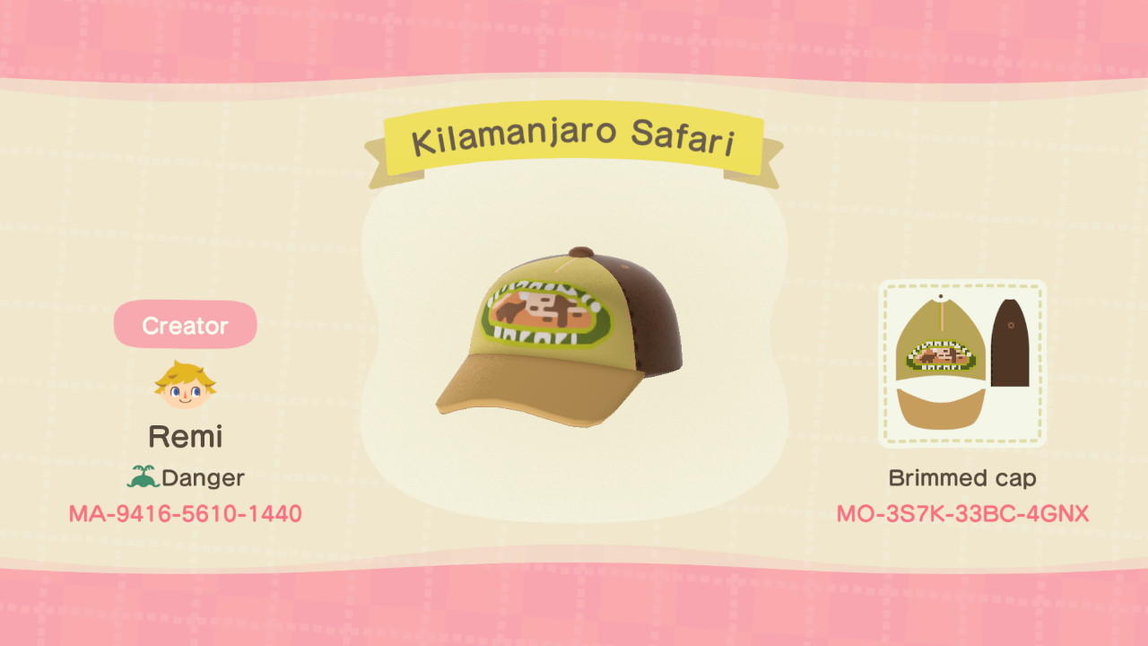 Animal Crossing Design Code: MO-3S7K-33BC-4GNX Kilamanjaro Safari