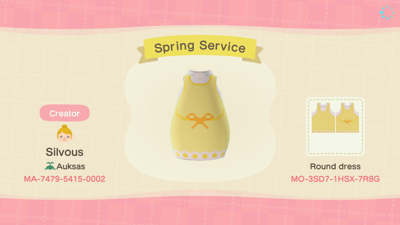Animal Crossing Design Code: MO-3SD7-1HSX-7R8G Spring Service