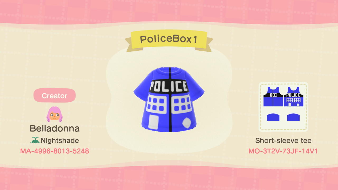 Animal Crossing Design Code: MO-3T2V-73JF-14V1 PoliceBox1