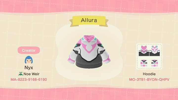 Animal Crossing Design Code: MO-3T81-BYDN-QHPV Allura