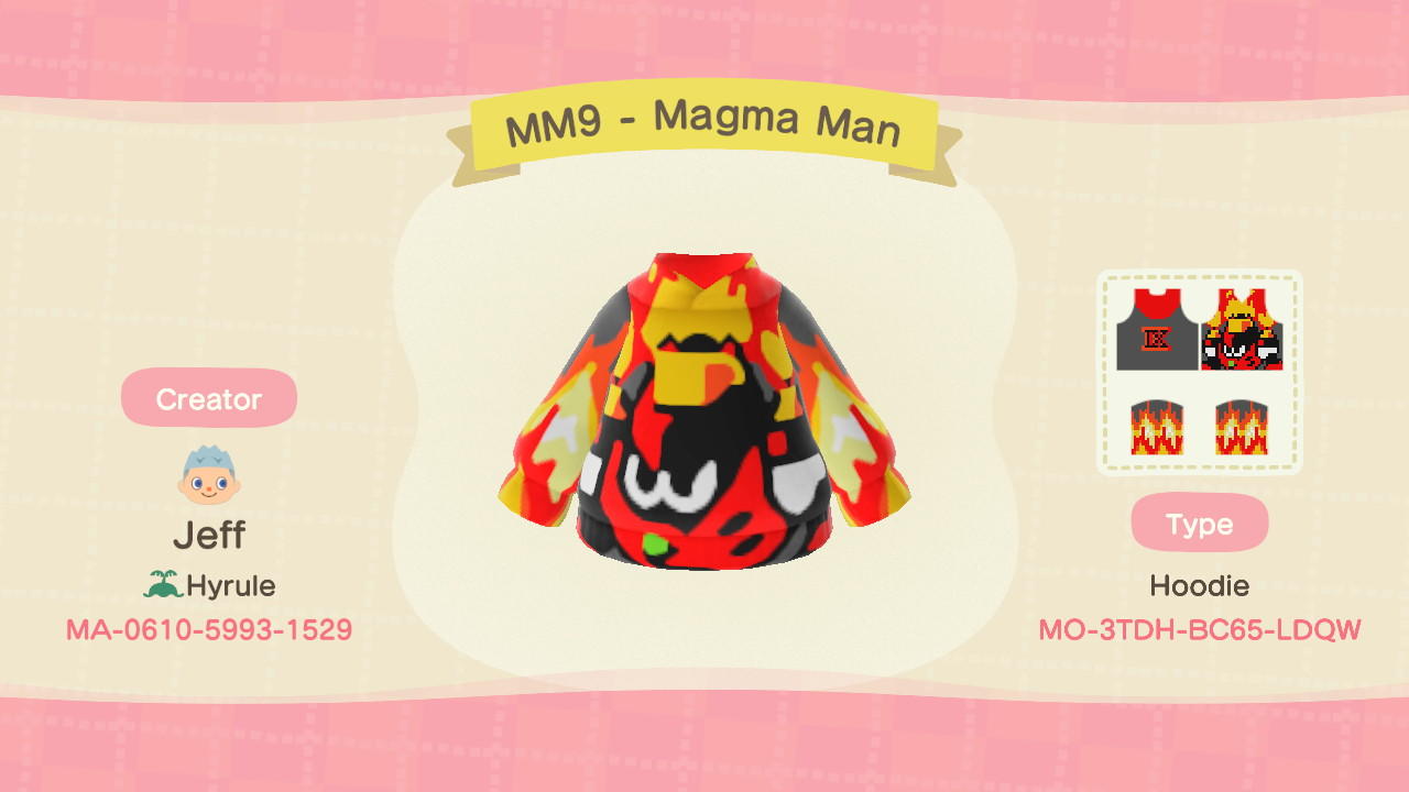 Animal Crossing Design Code: MO-3TDH-BC65-LDQW MM9 - Magma Man